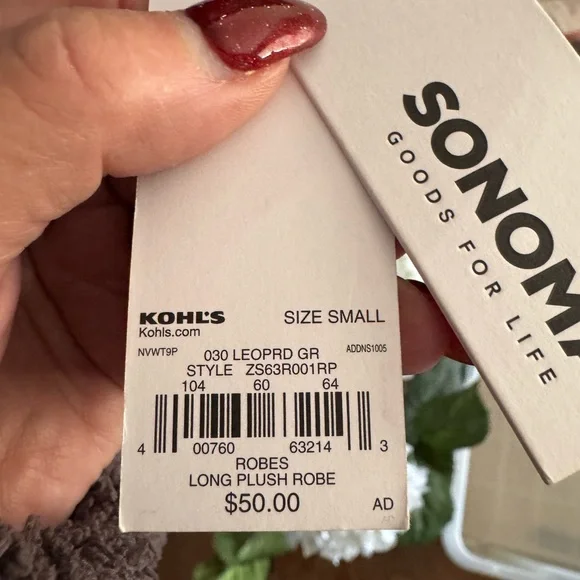 Sonoma Gray Leopard Print Women's Robe - Picture 6 of 8